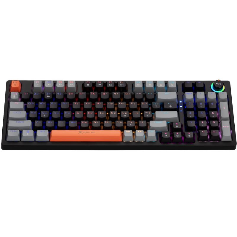Клавіатура ігрова механічна XTRIKE ME GK-987 UA 96кл.+регулятор, RGB, USB, чорно-сіра (GK-987GGRUA)