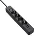 Фільтр живлення ColorWay 4 розетки, 3USB (2USB-A + 1 TYPE-C) (24W), 2м, Black (CW-CHE432PDB)