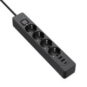 Фильтр питания ColorWay 4 розетки, 3USB (2USB-A + 1 TYPE-C) (24W), 2м, Black (CW-CHE432PDB)