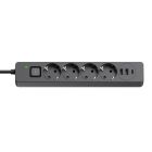 Фильтр питания ColorWay 4 розетки, 3USB (2USB-A + 1 TYPE-C) (24W), 2м, Black (CW-CHE432PDB)