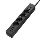 Фильтр питания ColorWay 4 розетки, 3USB (2USB-A + 1 TYPE-C) (24W), 2м, Black (CW-CHE432PDB)