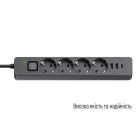 Фильтр питания ColorWay 4 розетки, 3USB (2USB-A + 1 TYPE-C) (24W), 2м, Black (CW-CHE432PDB)