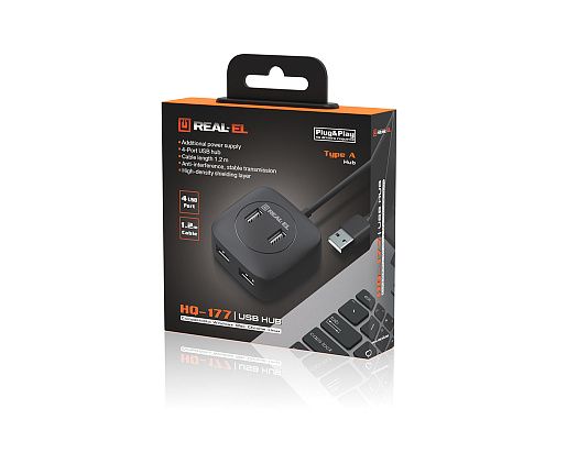 USB-хаб REAL-EL HQ-177 4 ports (EL123110009)
