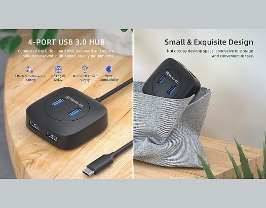 USB-хаб REAL-EL CQ-407 4 ports (EL123110011)