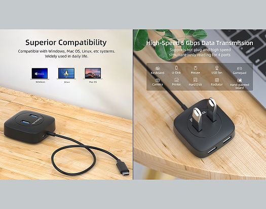 USB-хаб REAL-EL CQ-407 4 ports (EL123110011)