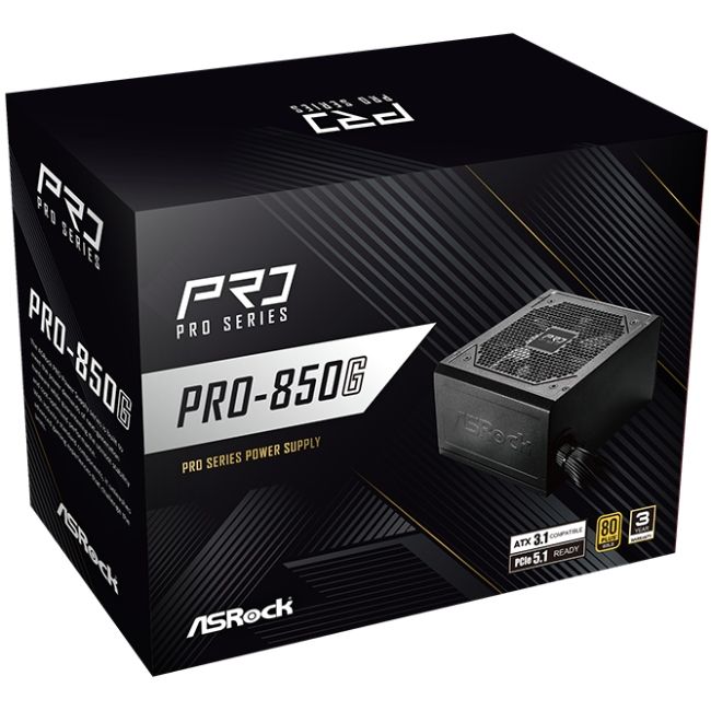 БЖ 850W ASRock PRO PRO-850G 120mm, 80+ Gold, Retail (PRO-850G)
