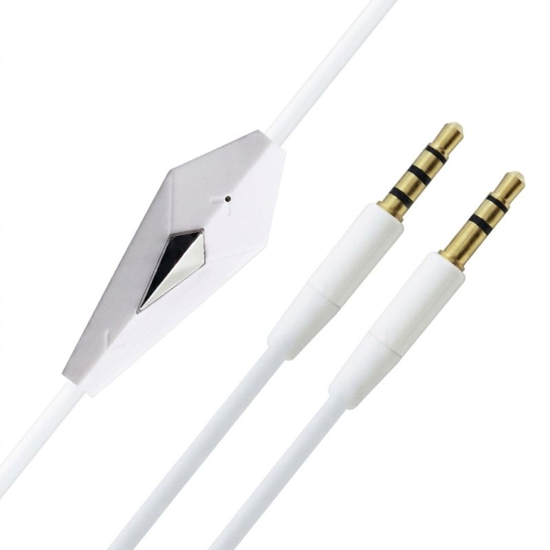 Кабель AUX Audio TRRS - TRS M/M 1.2 м з мікрофоном білий (B00664)