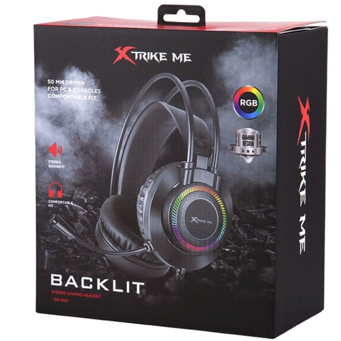 Ігрова гарнітура XTRIKE ME GH-509, USB+3.5мм, 7 режимів RGB, кабель 2м, чорна (GH-509)