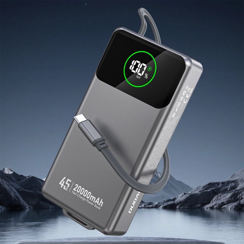 УМБ Dudao 20000mAh K31 Pro 45W PD,QC USB-A,USB-C In/Out,with built-in USB-C/Lightning cables Gray (6977196682010)