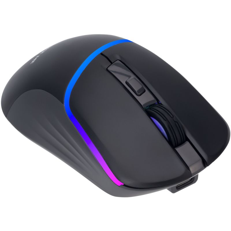 Мишка XTRIKE ME GW-322, ігрова, бездротова Bluetooth+2.4G, 3200dpi., 6кн., LED град.7кольорів, чорна (GW-322BK)