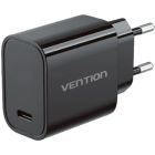 Зарядний пристрій 1xUSB-C 30W + USB-C cable М-М  Black Vention (G18B0-EU)