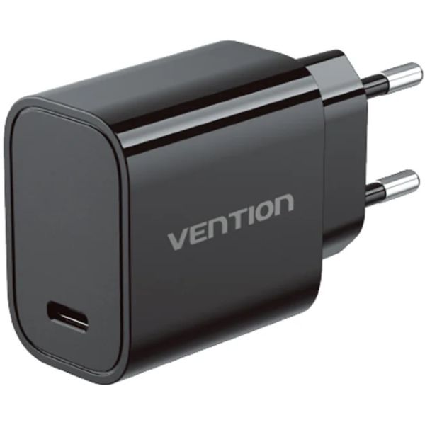 Зарядний пристрій 1xUSB-C 30W + USB-C cable М-М  Black Vention (G18B0-EU)