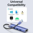 Док станція USB3.0 --> USBx3,3.0/RJ45/Type-C 10W Hub Blue Aluminum Alloy 5-in-1 Vention (TGFSB)