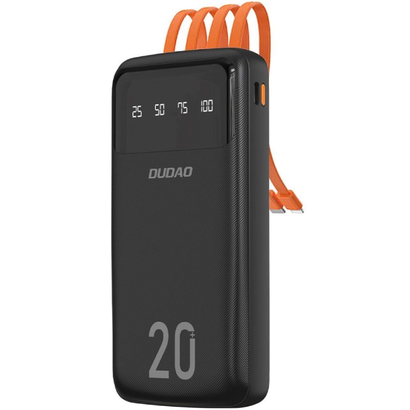 УМБ Dudao 20000mAh K6Pro+ 10W USB-A,USB-C In/Out,with USB-C/Lightning/MicroUSB/USB-A  cables Black (6977196682393)