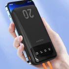 УМБ Dudao 20000mAh K6Pro+ 10W USB-A,USB-C In/Out,with USB-C/Lightning/MicroUSB/USB-A  cables Black (6977196682393)