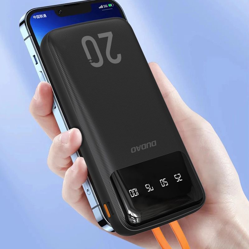 УМБ Dudao 20000mAh K6Pro+ 10W USB-A,USB-C In/Out,with USB-C/Lightning/MicroUSB/USB-A  cables Black (6977196682393)