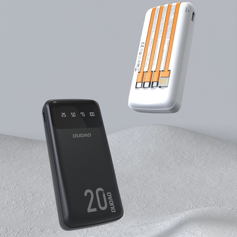 УМБ Dudao 20000mAh K6Pro+ 10W USB-A,USB-C In/Out,with USB-C/Lightning/MicroUSB/USB-A  cables Black (6977196682393)