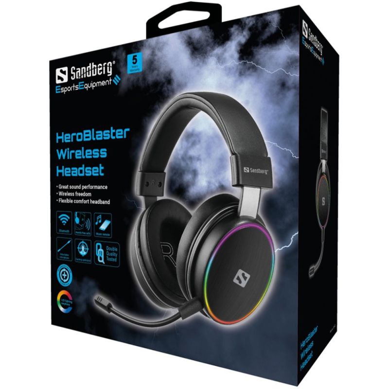 Ігрова гарнітура Sandberg HeroBlaster Bluetooth Led Headset Black (126-42)