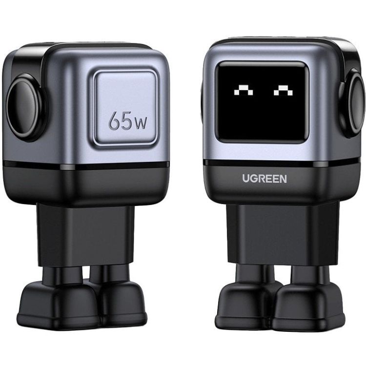 Зарядний пристрій 3xUSB 65W (2xUSB-C+USB-A) Gan Robot tech Fast Charger Сірий CD361 Ugreen (25685B)