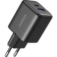 Зарядний пристрій 2xUSB 30W (USB-A + USB-C) X516 Gan чорний Ugreen (65014)