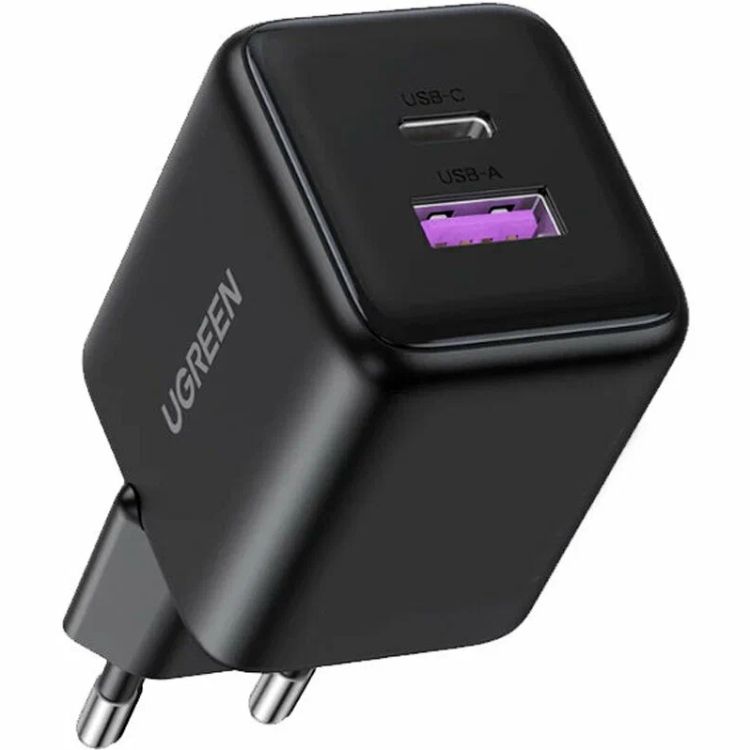 Зарядний пристрій 2xUSB 30W (USB-A + USB-C) X516 Gan чорний Ugreen (65014)
