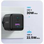 Зарядний пристрій 2xUSB 30W (USB-A + USB-C) X516 Gan чорний Ugreen (65014)