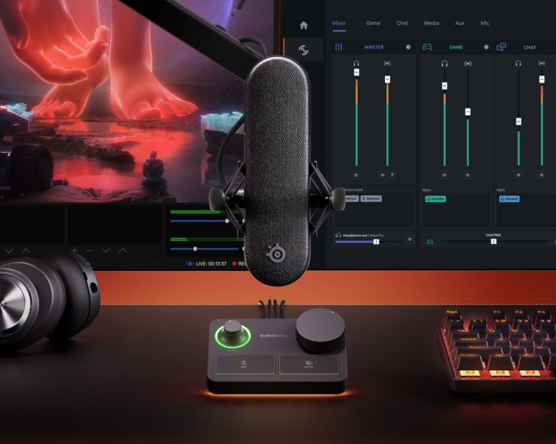 Ігровий стрім мікрофон SteelSeries Alias Pro RGB XLR Stream Mixer 1" Capsule (61597)