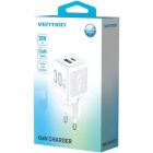 Зарядний пристрій 2xUSB 30W (USB-A/USB-C) + USB-C cable М-М  White Vention (TZ-FEQW0-EU-01)