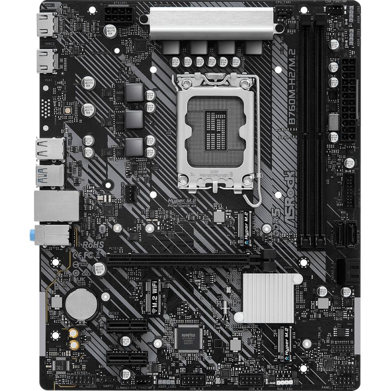 ASRock B760M-H2/M.2 (1700/B760, 2*DDR5, 1xPCIex16, 4xSATA, 2xM.2, GLan, 7.1ch, mATX) (B760M-H2/M.2)