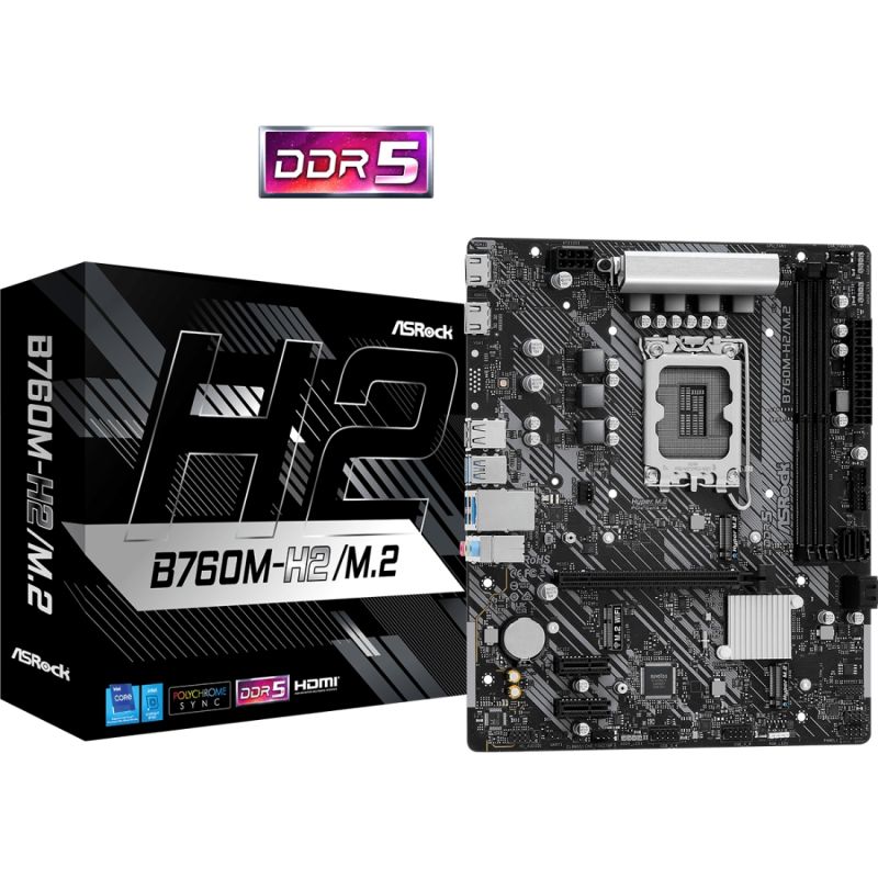 ASRock B760M-H2/M.2 (1700/B760, 2*DDR5, 1xPCIex16, 4xSATA, 2xM.2, GLan, 7.1ch, mATX) (B760M-H2/M.2)