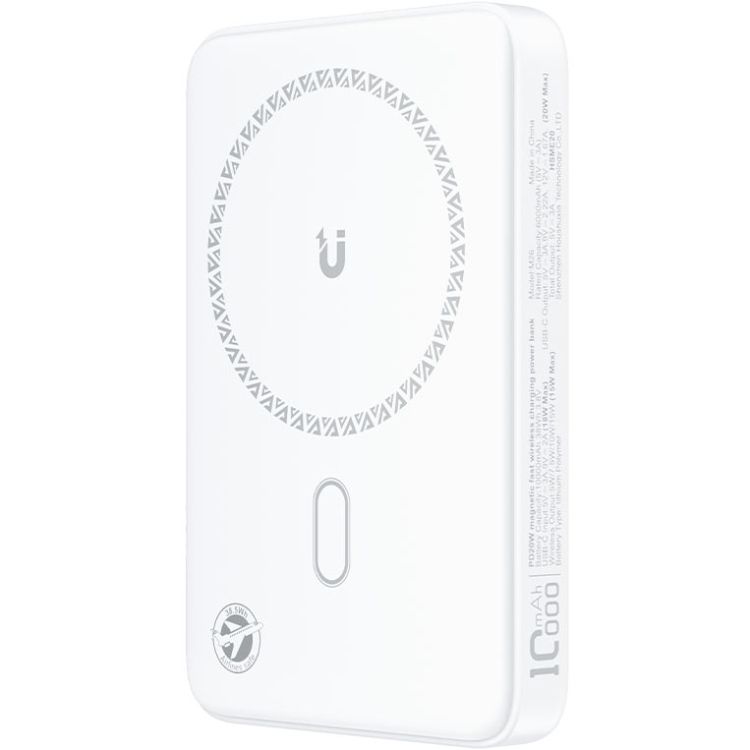 УМБ Acefast Magnetic Wireless 10000mAh 20W PD,QC 3.0, QI 15W, ультра тонкий, M26 White (6974316285212)