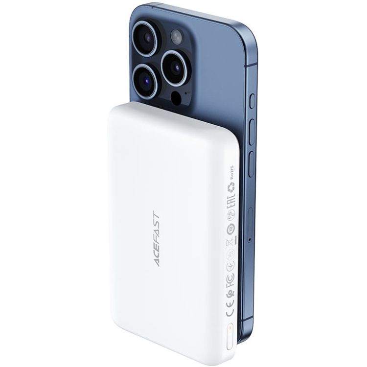 УМБ Acefast Magnetic Wireless 10000mAh 20W PD,QC 3.0, QI 15W, ультра тонкий, M26 White (6974316285212)