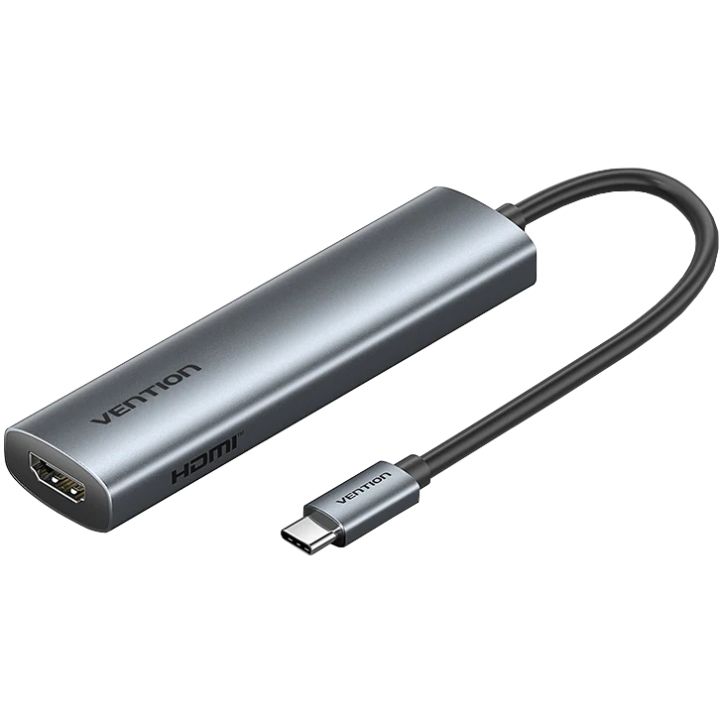 Док-станція USB3.0 Type-C --> HDMI 4K30Hz /USB 3.0/USB 2.0/Type-C 2.0/ PD 100W Hub 5-in-1 Vention (TGLHB)