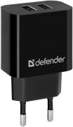 Зарядний пристрій 2xUSB 12W 2.1A UPC-21 +кабель microUSB, чорний Defender (83581)
