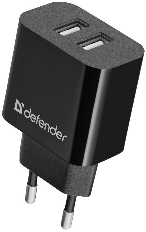 Зарядний пристрій 2xUSB 12W 2.1A UPC-21 +кабель microUSB, чорний Defender (83581)