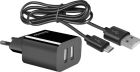 Зарядний пристрій 2xUSB 12W 2.1A UPC-21 +кабель microUSB, чорний Defender (83581)
