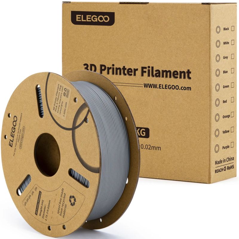 Пластик (Filament) ELEGOO PLA 1кг, 1.75мм, сірий (50.203.0040)