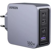 Зарядний пристрій 4xUSB 160W (3xUSB-C + USB-A) GaN + Type-C cable 100W сірий X763 Nexode Pro Ugreen (25877)