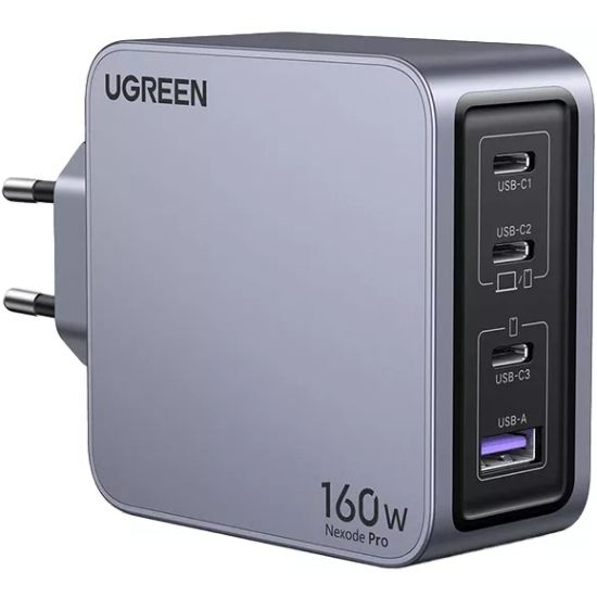 Зарядний пристрій 4xUSB 160W (3xUSB-C + USB-A) GaN + Type-C cable 100W сірий X763 Nexode Pro Ugreen (25877)
