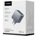 Зарядний пристрій 4xUSB 160W (3xUSB-C + USB-A) GaN + Type-C cable 100W сірий X763 Nexode Pro Ugreen (25877)