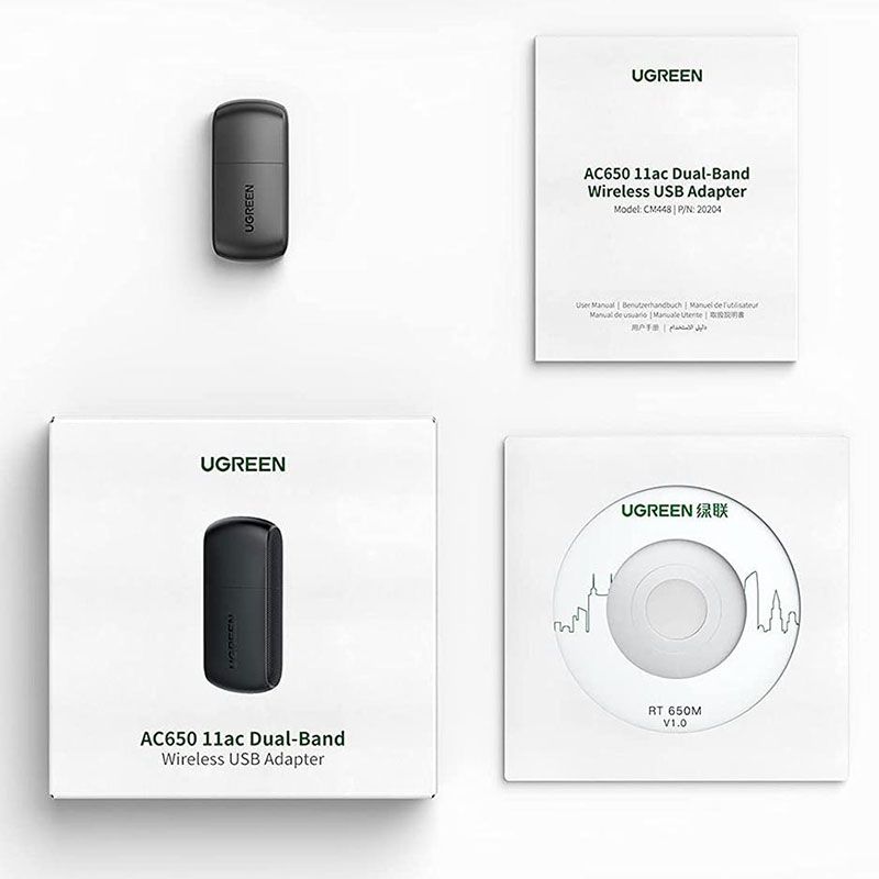 Адаптер WiFi AC650 11ac Dual-Band USB 2.0 (CM448) Ugreen (20204)