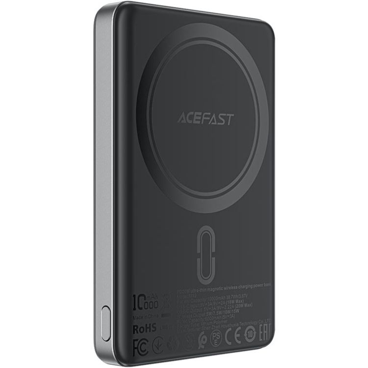 УМБ Acefast Magnetic Wireless 10000mAh 20W PD,QC 3.0, QI 15W M12 Black (6974316283393)
