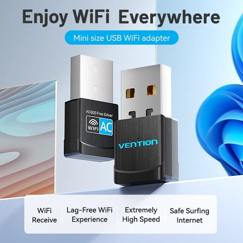 Адаптер WiFi Vention 2.4GHz/5GHz 150/433 Мбіт/с, USB (KDSB0)