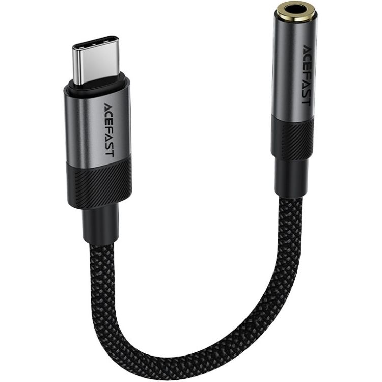 Перехідник USB-C --> 3.5 mm 15cm audio converter J12 Acefast black (6974316285281)