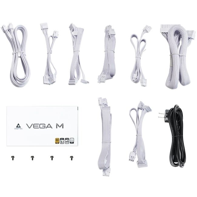БЖ 850W Chieftec VEGA M PPG-850-CW ATX 3.1 135mm, 80+ Gold, Fully modular, WHITE, Retail (PPG-850-CW)