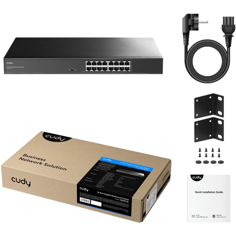 Комутатор Cudy , 16 портовий Gigabit Metal Switch, 19" RM (GS1016L)