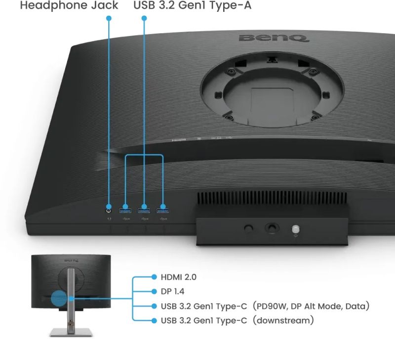 TFT 24.1" BenQ RD240Q, WQXGA, 16:10, HDMI, DP, USB-C, HAS, Pivot, колонки, темно-сірий (9H.LLXLA.TBE)