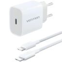 Зарядний пристрій 1xUSB-C 20W + USB-C cable М-М  White Vention (G16W0-EU)