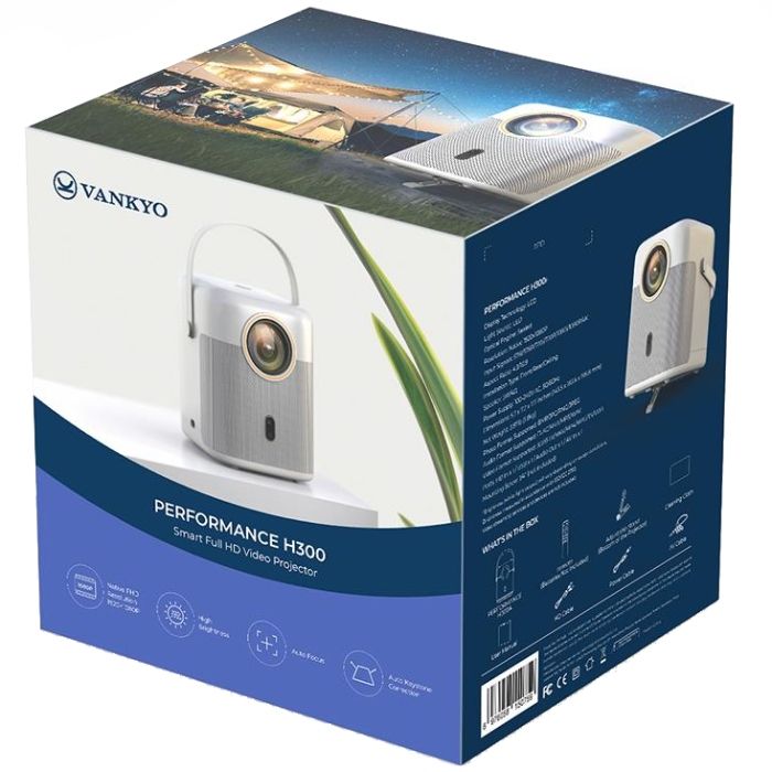 Проєктор Vankyo H300A Full HD 220 ANSI Lm 1000:1 16:9/4:3 HDMI  Android 9.0 Wifi 6 білий (WPY028)