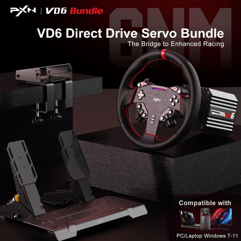 Кермо і педалі PXN VD6 Bundle for PC, 19кн., подв. педалі,кермо WAS 280мм (PXN-VD6 Bundle EU)